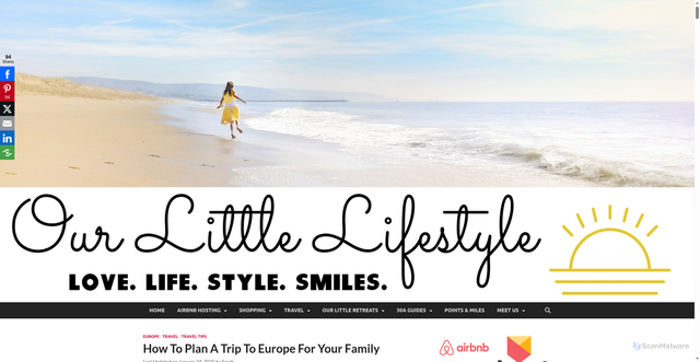 Security scan screenshot of https://ourlittlelifestyle.com/how-to-plan-a-trip-to-europe/