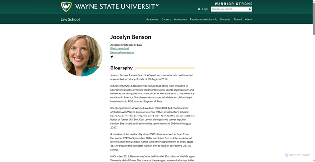 Security scan screenshot of https://law.wayne.edu/profile/ax9860
