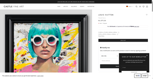 Security scan screenshot of https://www.castlefineart.com/products/pascale-taurua-louis-vuitton-original?srsltid=AfmBOorWkSZzvVu8WTioqEH3HBeZWkKrEr-Z0VUtY2C-vli2bkofnfMt