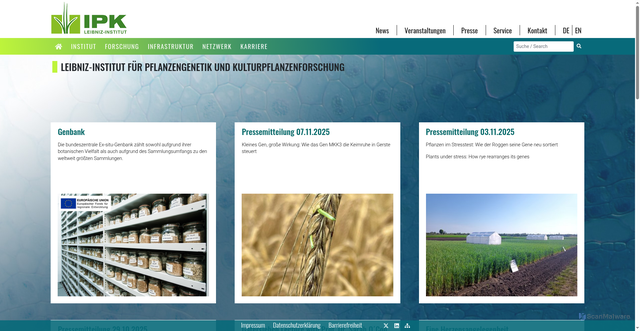 Security scan screenshot of https://www.ipk-gatersleben.de/