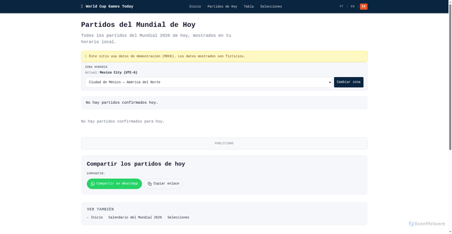 Security scan screenshot of https://worldcupgamestoday.com/es/partidos-de-hoy-mundial
