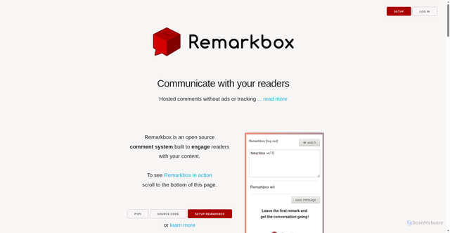 Security scan screenshot of https://remarkbox.com