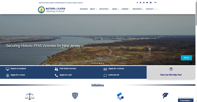 Security scan screenshot of https://www.njoag.gov/