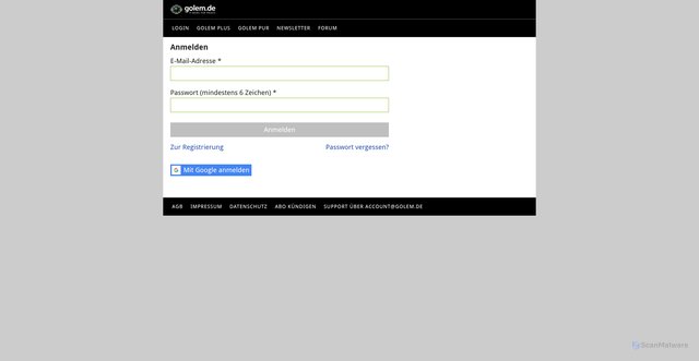Security scan screenshot of https://account.golem.de