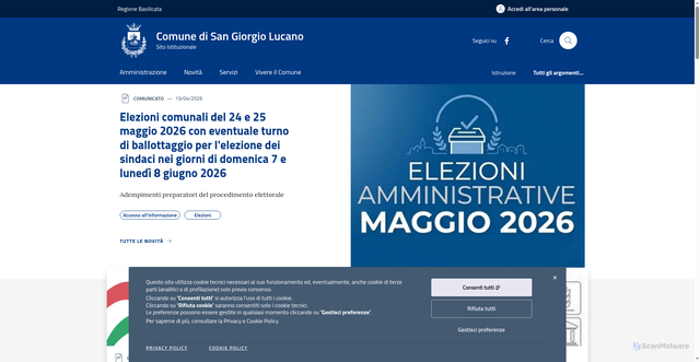 Security scan screenshot of https://www.comune.sangiorgiolucano.mt.it