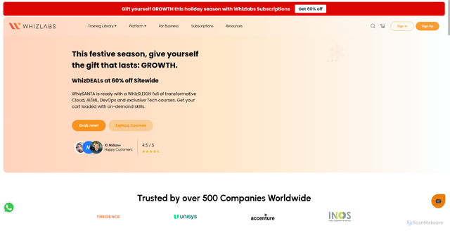 Security scan screenshot of https://whizlabs.com