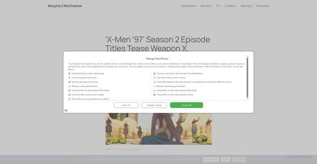 Security scan screenshot of https://www.murphysmultiverse.com/x-men-97-season-2-episode-titles-tease-weapon-x-danger-and-the-return-of-a-major-character/