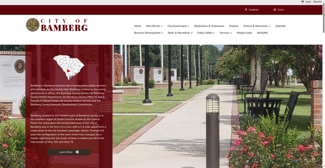 Security scan screenshot of https://www.cityofbambergsc.gov/