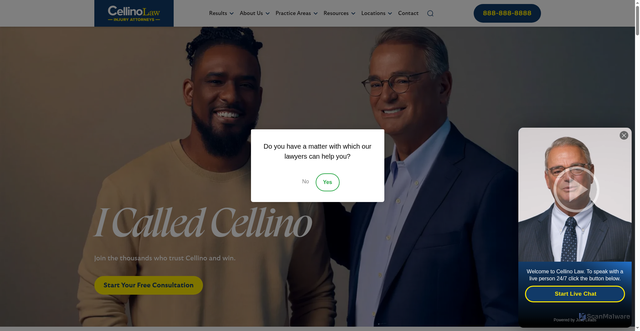 Security scan screenshot of https://www.cellinolaw.com/