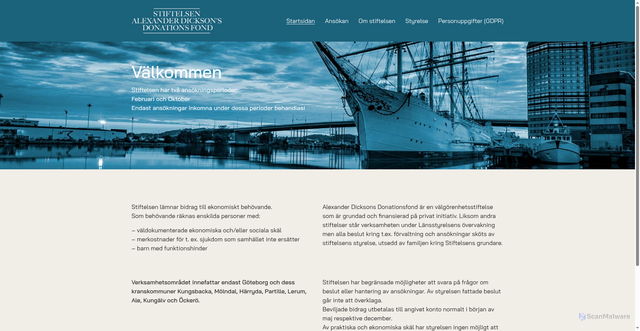 Security scan screenshot of https://alexdicksonstiftelsen.se