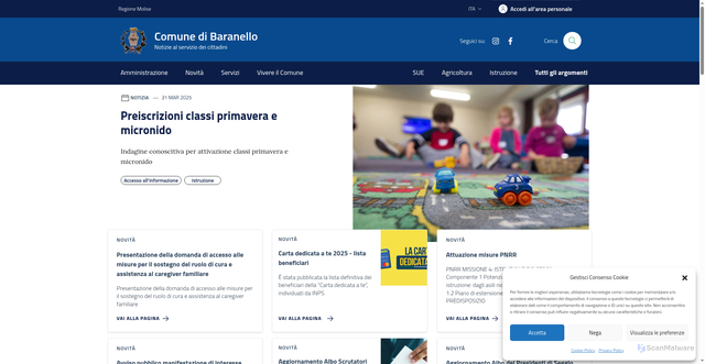 Security scan screenshot of https://comune.baranello.cb.it/