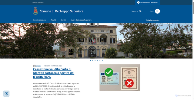 Security scan screenshot of https://www.comune.occhieppo-superiore.bi.it