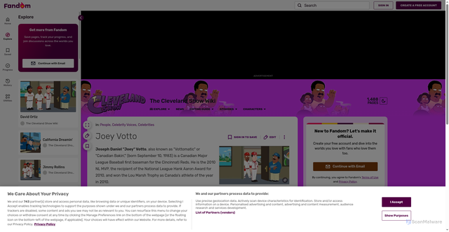 Security scan screenshot of https://cleveland.fandom.com/wiki/Joey_Votto