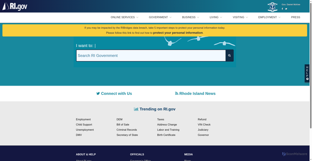 Security scan screenshot of https://www.ri.gov/