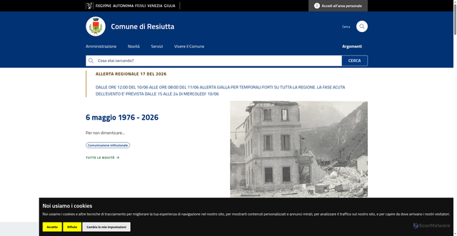Security scan screenshot of https://www.comune.resiutta.ud.it
