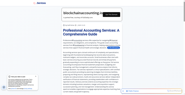 Security scan screenshot of https://blockchainaccounting.io