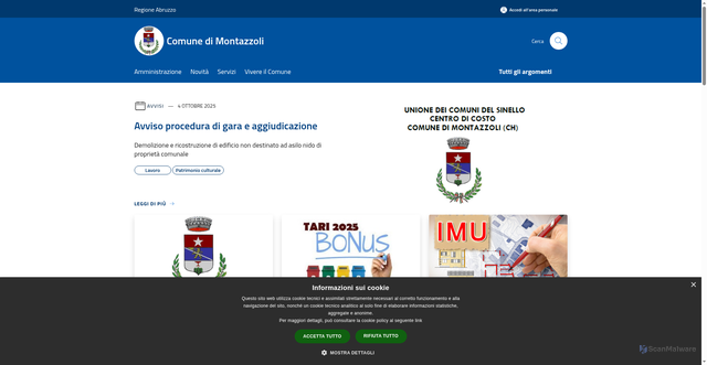Security scan screenshot of https://www.comune.montazzoli.ch.it/it