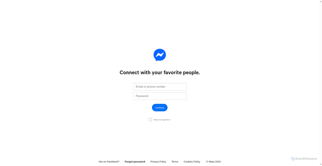 Security scan screenshot of https://www.messenger.com/t/vexitarjeta