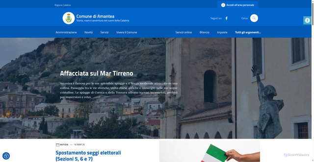 Security scan screenshot of https://comune.amantea.cs.it/