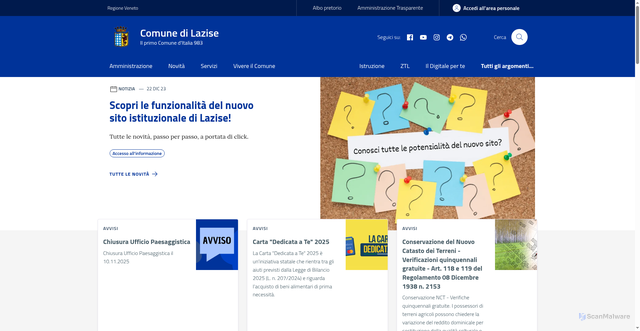 Security scan screenshot of https://www.comune.lazise.vr.it/