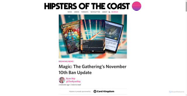 Security scan screenshot of https://www.hipstersofthecoast.com/2025/11/magic-the-gatherings-november-10th-ban-update/