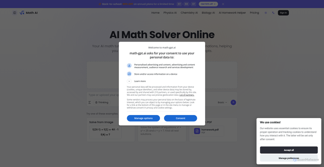 Security scan screenshot of https://math-gpt.ai