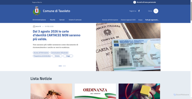 Security scan screenshot of https://WWW.COMUNE.TAVOLETO.PU.IT
