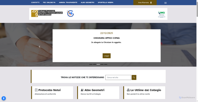Security scan screenshot of https://www.colgeofc.it/