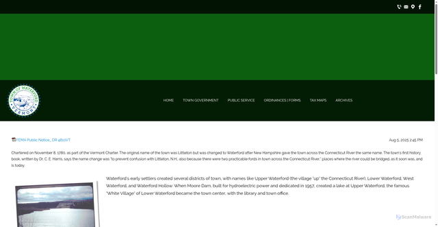 Security scan screenshot of https://waterfordvt.gov/
