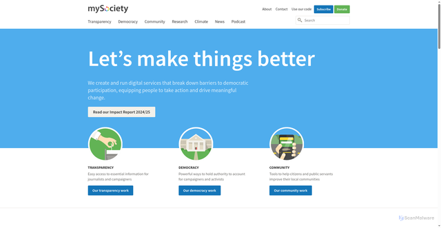 Security scan screenshot of https://www.mysociety.org/