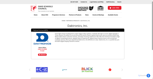 Security scan screenshot of https://www.osconline.org/partners_products/daktronics-inc/