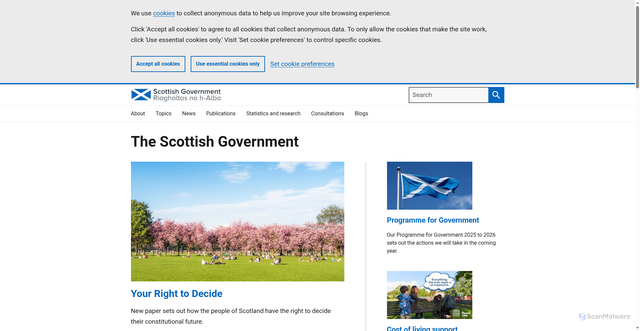 Security scan screenshot of https://www.gov.scot/