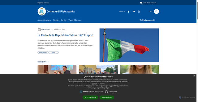 Security scan screenshot of https://www.comune.pietrasanta.lu.it/