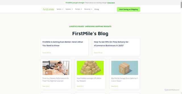 Security scan screenshot of https://www.firstmile.com/blog