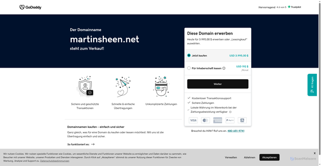 Security scan screenshot of https://martinsheen.net/