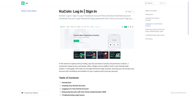 Security scan screenshot of https://kconnioilogon.gitbook.io/us/