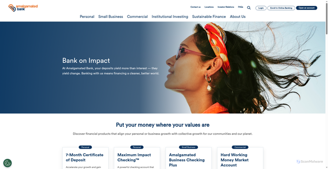 Security scan screenshot of https://www.amalgamatedbank.com/
