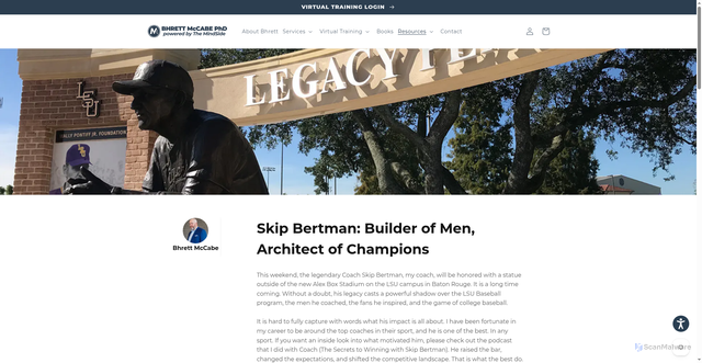 Security scan screenshot of https://bhrettmccabe.com/blogs/blog/skip-bertman-builder-of-men-architect-of-champions?srsltid=AfmBOop0PXrOjUvXHeOPnc_X6U4JQMvJ18wBdRq5jy_dmZBIxpD_LjGl