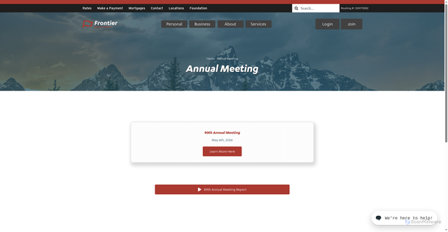Security scan screenshot of https://frontiercreditunion.com/annual-meeting/