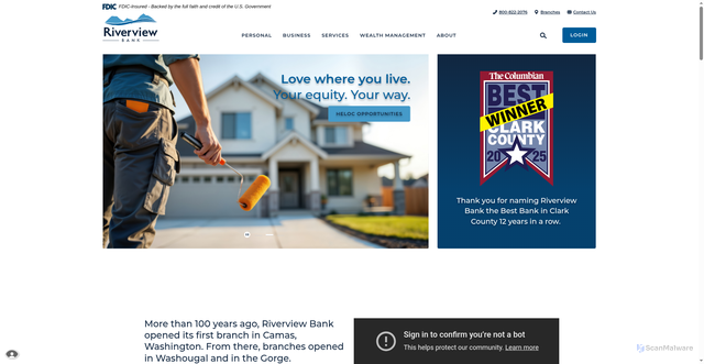 Security scan screenshot of https://www.riverviewbank.com/