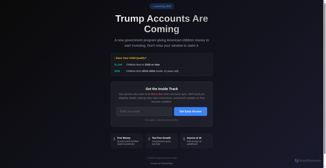 Security scan screenshot of https://transfertrumpaccount.com/