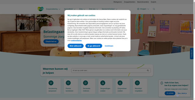Security scan screenshot of https://www.vgz.nl