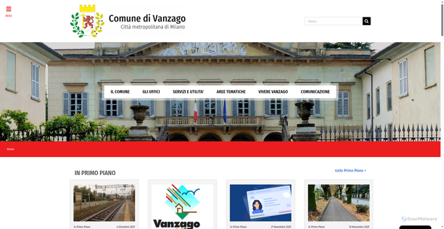 Security scan screenshot of https://comune.vanzago.mi.it/