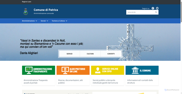 Security scan screenshot of https://www.comune.patrica.fr.it/