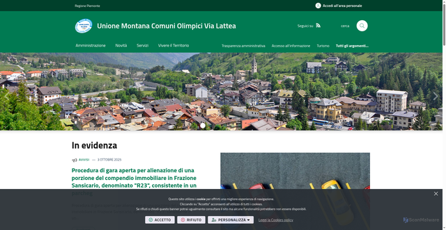 Security scan screenshot of https://www.unionevialattea.to.it/it-it/home