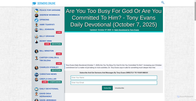 Security scan screenshot of https://sermons-online.org/tony-evans/devo/are-you-too-busy-for-god-or-are-you-committed-to-him