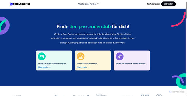 Security scan screenshot of https://talents.studysmarter.de