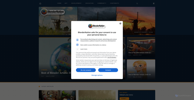 Security scan screenshot of https://blendernation.com