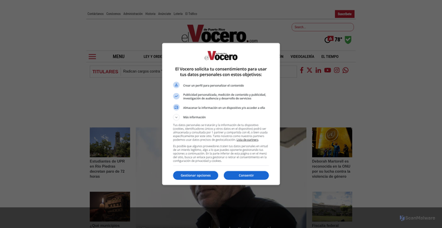 Security scan screenshot of https://elvocero.com