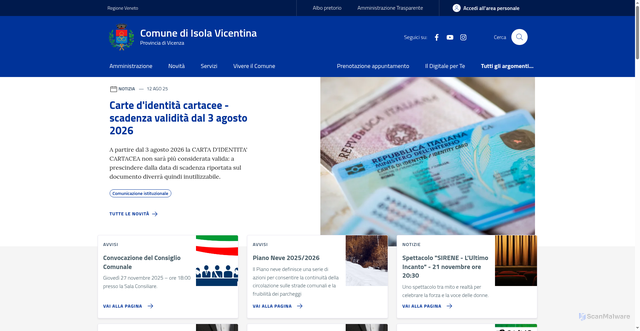 Security scan screenshot of https://www.comune.isola-vicentina.vi.it/